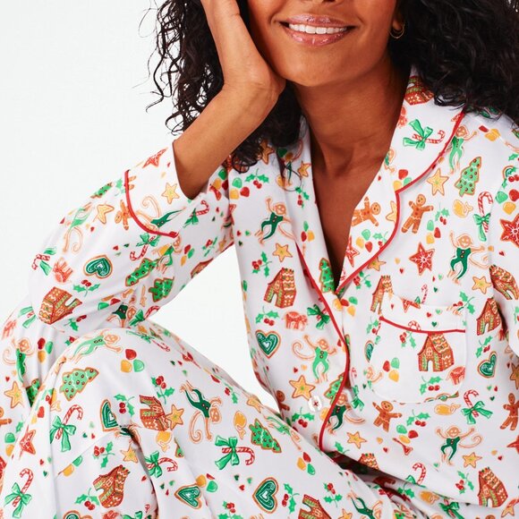 Roller Rabbit Gingerbread Party Long Sleeve Polo Pajamas Size SMULTI / S